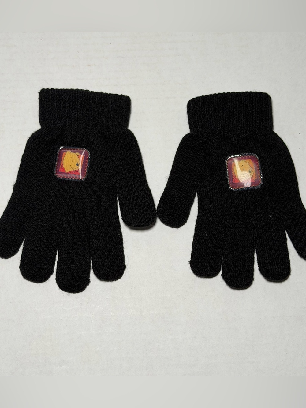 Vintage 90s Disney Winnie The Pooh Kids Black Winter Gloves